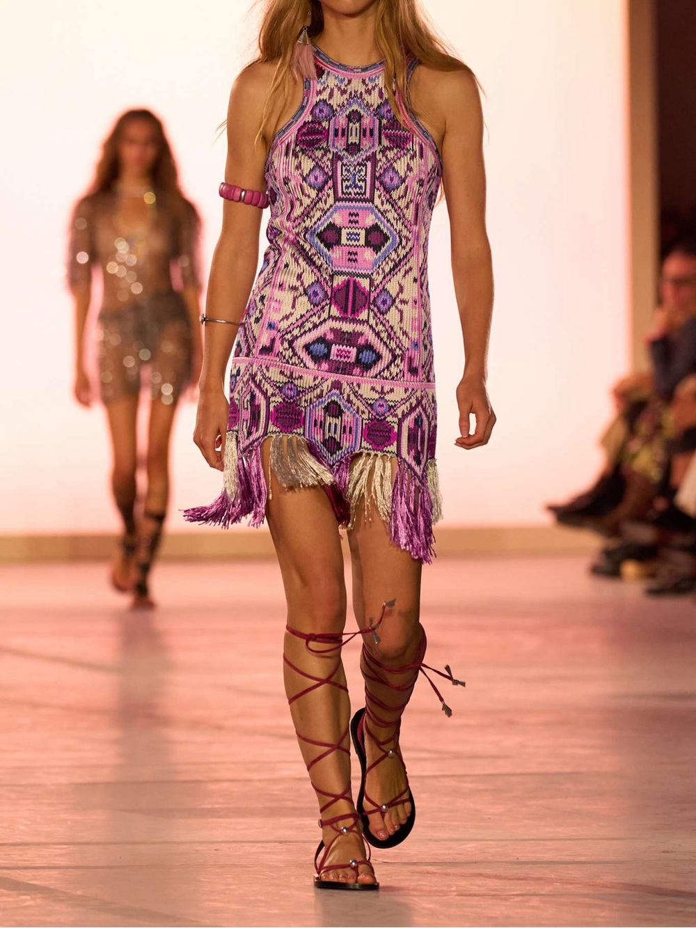 Isabel Marant Runway ‘25 collection Yasmine fringed embellished embroidered silk
